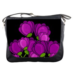 Purple tulips Messenger Bags