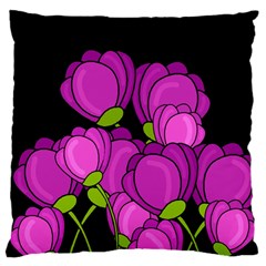 Purple tulips Large Cushion Case (One Side)