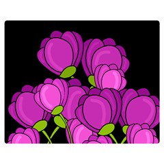 Purple tulips Double Sided Flano Blanket (Medium) 