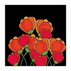 Orange Tulips Medium Glasses Cloth by Valentinaart