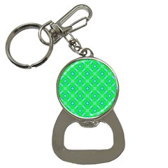 Mod Blue Circles On Bright Green Bottle Opener Key Chains by BrightVibesDesign