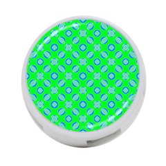 Mod Blue Circles On Bright Green 4-port Usb Hub (two Sides)  by BrightVibesDesign