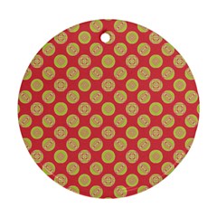 Mod Yellow Circles On Orange Ornament (round)  by BrightVibesDesign