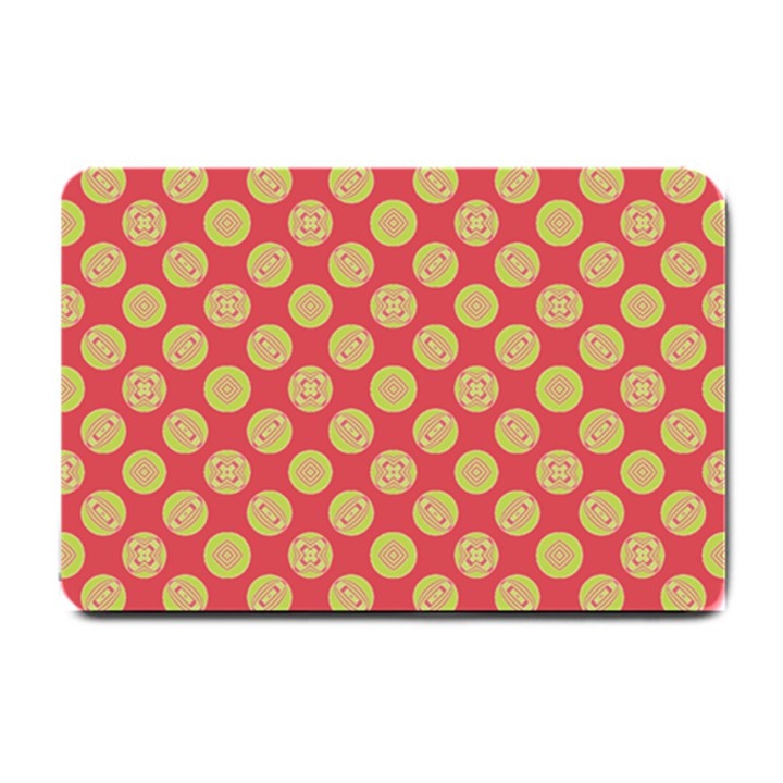 Mod Yellow Circles On Orange Small Doormat 