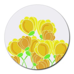 Yellow Flowers Round Mousepads by Valentinaart