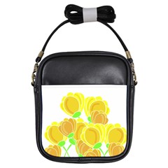 Yellow Flowers Girls Sling Bags by Valentinaart