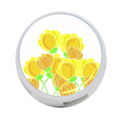 Yellow Flowers 4-port Usb Hub (one Side) by Valentinaart