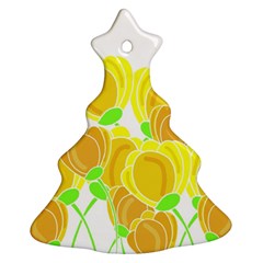 Yellow Flowers Christmas Tree Ornament (2 Sides) by Valentinaart