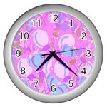 Pink garden Wall Clocks (Silver)  Front