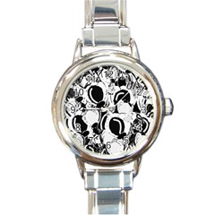 Black And White Garden Round Italian Charm Watch by Valentinaart