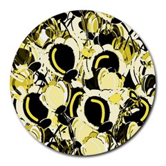 Yellow Abstract Garden Round Mousepads by Valentinaart