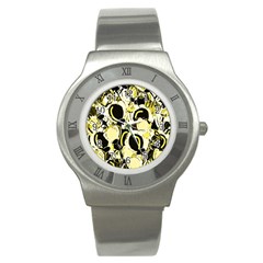 Yellow Abstract Garden Stainless Steel Watch by Valentinaart