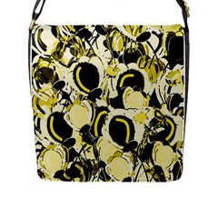Yellow Abstract Garden Flap Messenger Bag (l)  by Valentinaart