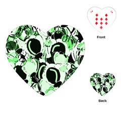 Green Abstract Garden Playing Cards (heart)  by Valentinaart