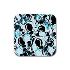 Blue Abstract  Garden Rubber Coaster (square)  by Valentinaart