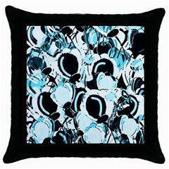 Blue Abstract  Garden Throw Pillow Case (black) by Valentinaart