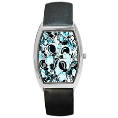 Blue Abstract  Garden Barrel Style Metal Watch by Valentinaart