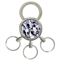 Blue Abstract Floral Design 3-ring Key Chains by Valentinaart