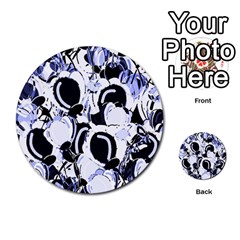 Blue Abstract Floral Design Multi-purpose Cards (round) 