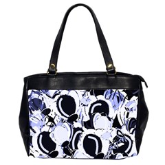 Blue Abstract Floral Design Office Handbags (2 Sides) 