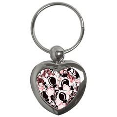 Pink Abstract Garden Key Chains (heart)  by Valentinaart