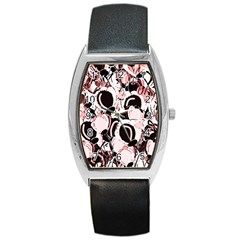 Pink Abstract Garden Barrel Style Metal Watch by Valentinaart