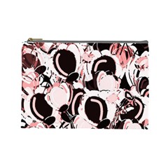 Pink Abstract Garden Cosmetic Bag (large)  by Valentinaart