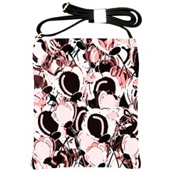 Pink Abstract Garden Shoulder Sling Bags by Valentinaart