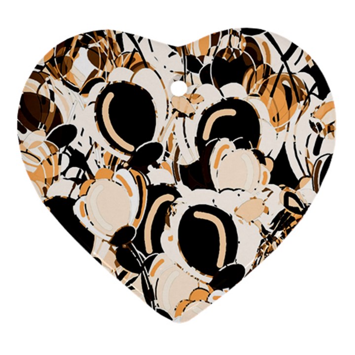 Orange abstract garden Heart Ornament (2 Sides)