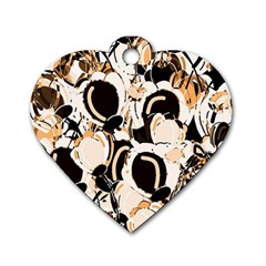 Orange Abstract Garden Dog Tag Heart (one Side) by Valentinaart