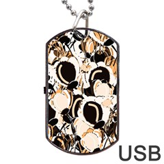 Orange Abstract Garden Dog Tag Usb Flash (one Side) by Valentinaart