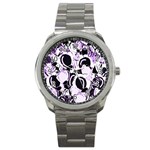 Purple abstract garden Sport Metal Watch Front