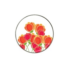 Orange Flowers  Hat Clip Ball Marker (4 Pack) by Valentinaart