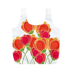 Orange Flowers  Full Print Recycle Bags (m)  by Valentinaart