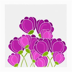 Purple Flowers Medium Glasses Cloth (2-side) by Valentinaart