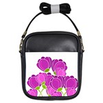 Purple flowers Girls Sling Bags Front