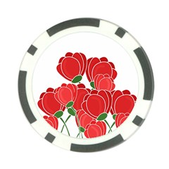 Red Floral Design Poker Chip Card Guards by Valentinaart