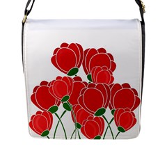 Red Floral Design Flap Messenger Bag (l)  by Valentinaart