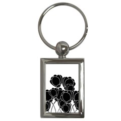 Black Flowers Key Chains (rectangle) 