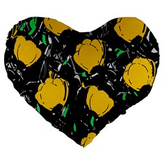 Yellow Roses 2 Large 19  Premium Heart Shape Cushions by Valentinaart