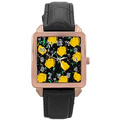 Yellow Roses 2 Rose Gold Leather Watch  by Valentinaart