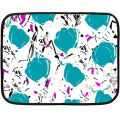 Cyan Roses Double Sided Fleece Blanket (mini)  by Valentinaart