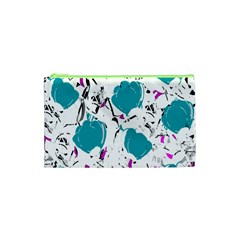 Cyan Roses Cosmetic Bag (xs) by Valentinaart