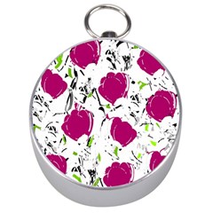 Magenta Roses Silver Compasses by Valentinaart