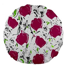 Magenta roses Large 18  Premium Flano Round Cushions