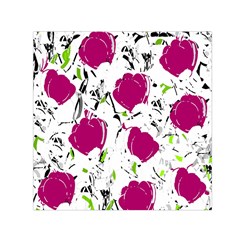 Magenta roses Small Satin Scarf (Square)