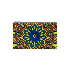 Yellow Flower Mandala Cosmetic Bag (small)  by designworld65