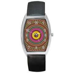 Ornament Mandala Barrel Style Metal Watch by designworld65