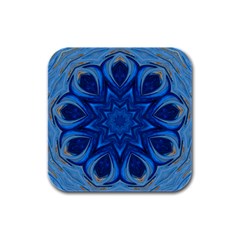 Blue Blossom Mandala Rubber Square Coaster (4 Pack)  by designworld65