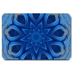 Blue Blossom Mandala Large Doormat  by designworld65